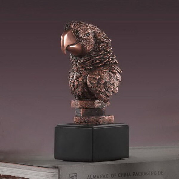 Parrot Head Sculptural Bust Statue Beak Figurine on Base Artwork